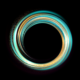 Black background with teal circle